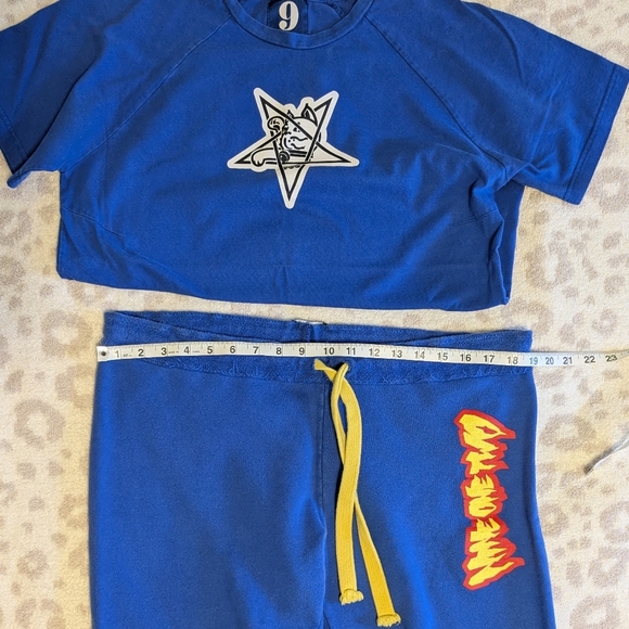 Korean Streetwear Set 91,2 Raglan Tshirt And Sweatpants Unique Details Cotton Sm - Picture 5 of 11